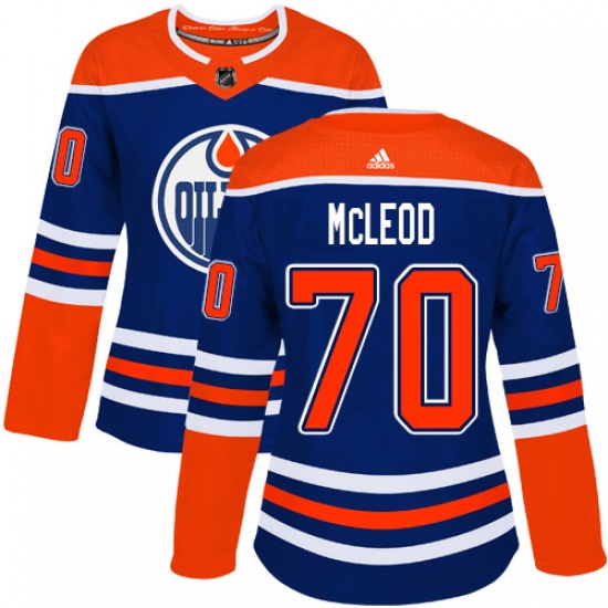 Women's Adidas Edmonton Oilers 70 Ryan McLeod Authentic Royal Blue Alternate NHL Jersey