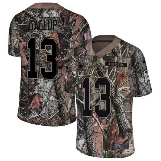 Youth Nike Dallas Cowboys 13 Michael Gallup Camo Rush Realtree Limited NFL Jersey