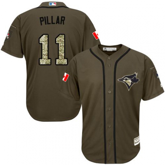 Men's Majestic Toronto Blue Jays 11 Kevin Pillar Authentic Green Salute to Service MLB Jersey