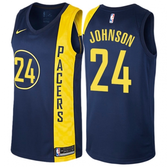 Men's Nike Indiana Pacers 24 Alize Johnson Authentic Navy Blue NBA Jersey - City Edition