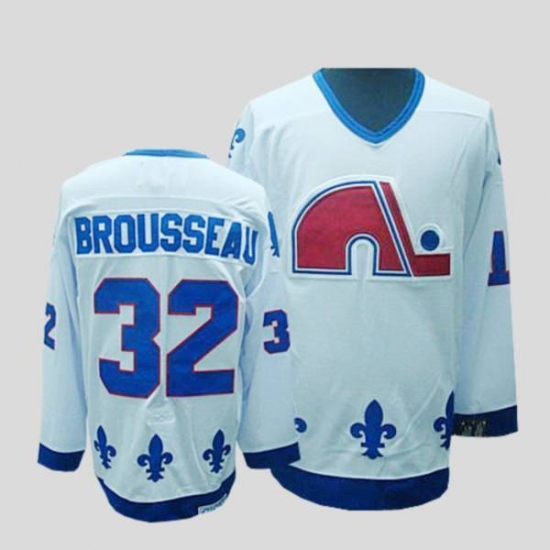 Nordiques 32 Paul Brousseau Stitched CCM Throwback white NHL Jersey