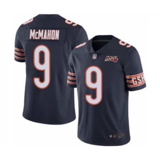 Men's Chicago Bears 9 Jim McMahon Navy Blue Team Color 100th Season Limited Football Jersey