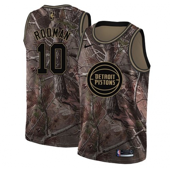 Men's Nike Detroit Pistons 10 Dennis Rodman Swingman Camo Realtree Collection NBA Jersey