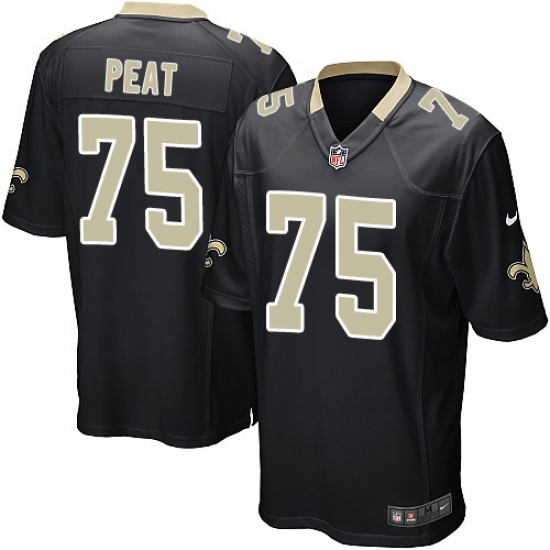 Men's Nike New Orleans Saints 75 Andrus Peat Game Black Team Color NFL Jersey