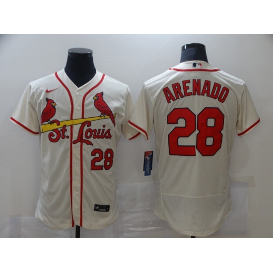 Men's St. Louis Cardinals 28 Nolan Arenado Nike Cream Alternate Official Replica Jersey