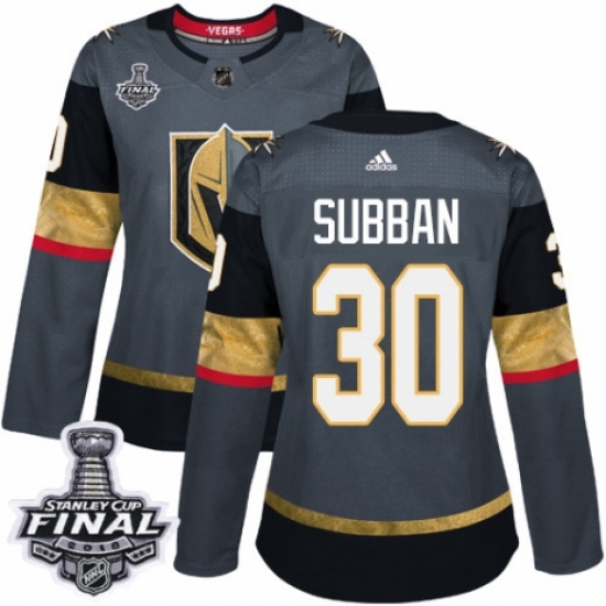 Women's Adidas Vegas Golden Knights 30 Malcolm Subban Authentic Gray Home 2018 Stanley Cup Final NHL Jersey