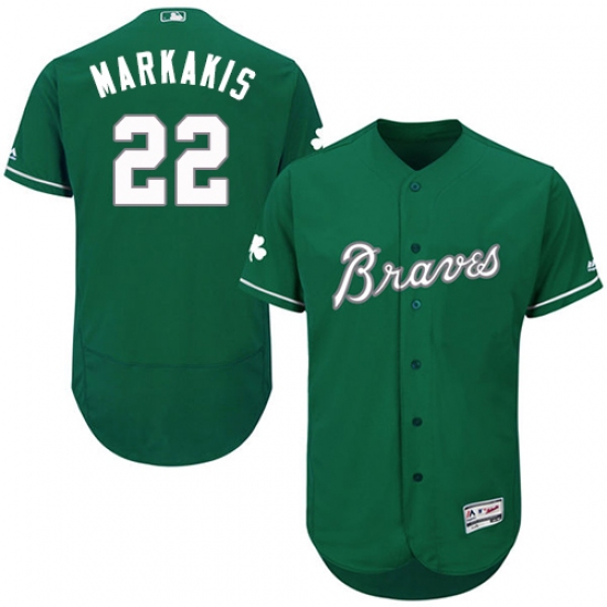 Men's Majestic Atlanta Braves 22 Nick Markakis Green Celtic Flexbase Authentic Collection MLB Jersey
