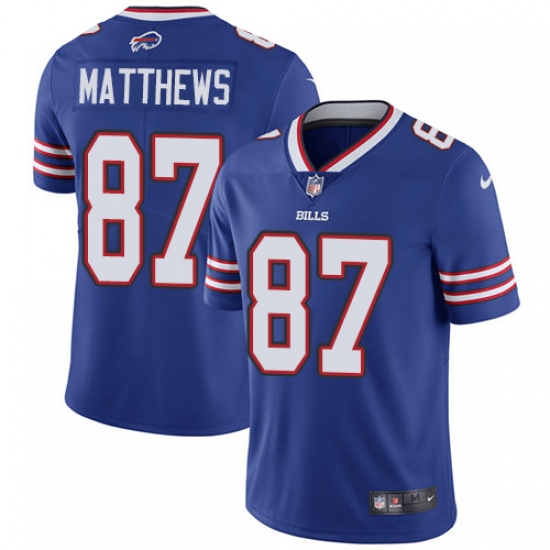Men's Nike Buffalo Bills 87 Jordan Matthews Royal Blue Team Color Vapor Untouchable Limited Player NFL Jersey