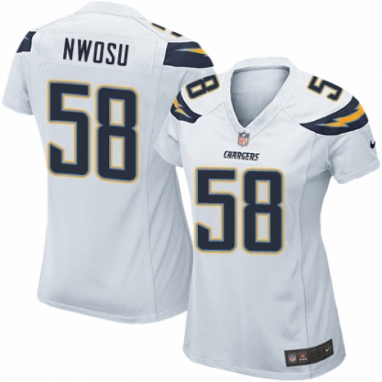 Women's Nike Los Angeles Chargers 58 Uchenna Nwosu Game White NFL Jersey