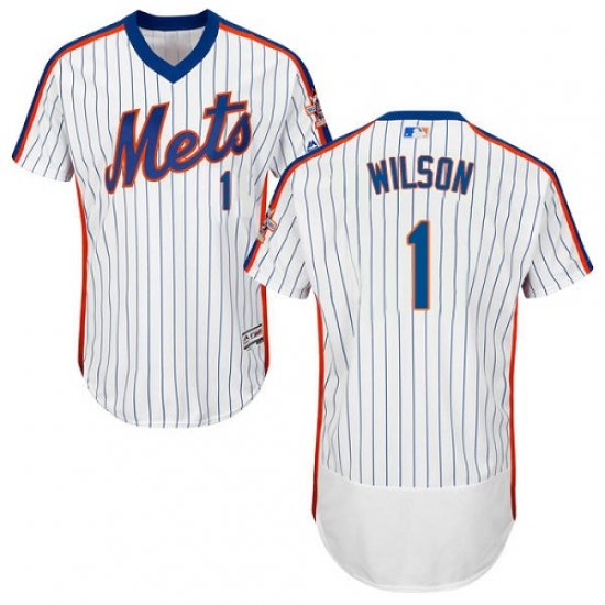 Men's Majestic New York Mets 1 Mookie Wilson White Alternate Flex Base Authentic Collection MLB Jersey