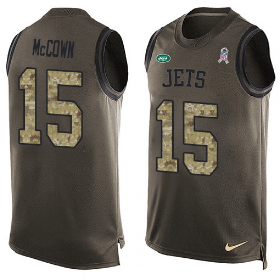 Men's Nike New York Jets 15 Josh McCown Limited Green Salute to Service Tank Top NFL Jersey