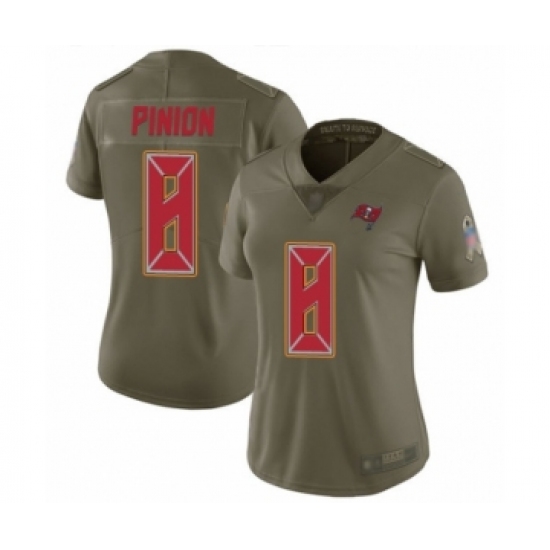 Women's Tampa Bay Buccaneers 8 Bradley Pinion Limited Olive 2017 Salute to Service Football Jersey