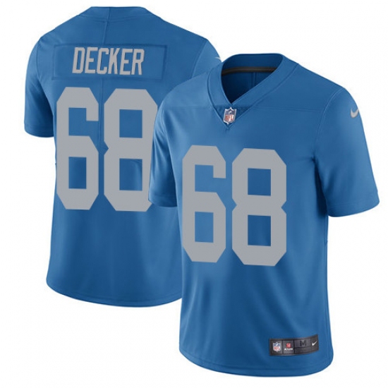 Men's Nike Detroit Lions 68 Taylor Decker Elite Blue Alternate NFL Jersey