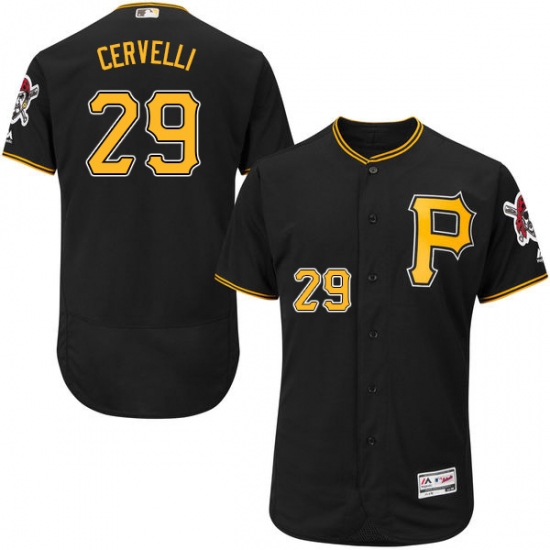 Men's Majestic Pittsburgh Pirates 29 Francisco Cervelli Black Alternate Flex Base Authentic Collection MLB Jersey