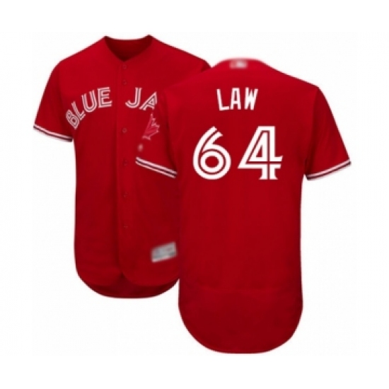 Men's Toronto Blue Jays 64 Derek Law Scarlet Alternate Flex Base Authentic Collection Alternate Baseball Player Jersey