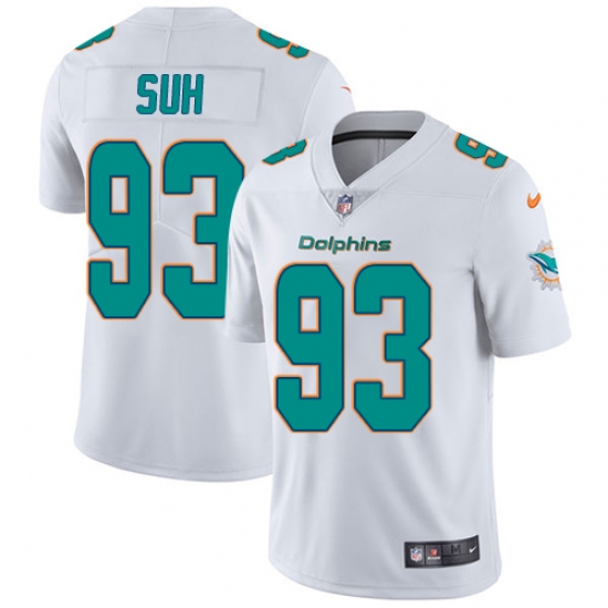 Men's Nike Miami Dolphins 93 Ndamukong Suh White Vapor Untouchable Limited Player NFL Jersey