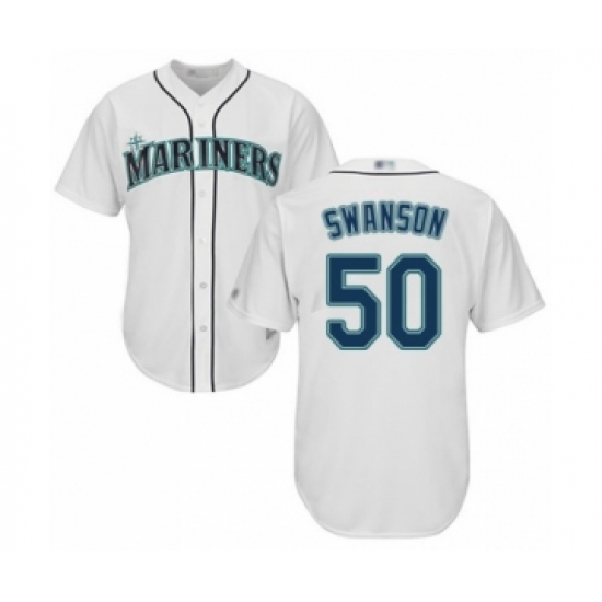 Youth Seattle Mariners 50 Erik Swanson Authentic White Home Cool Base Baseball Player Jersey