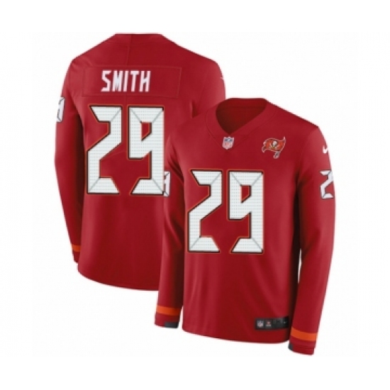 Men's Nike Tampa Bay Buccaneers 29 Ryan Smith Limited Red Therma Long Sleeve NFL Jersey