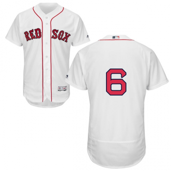 Men's Majestic Boston Red Sox 6 Johnny Pesky White Home Flex Base Authentic Collection MLB Jersey