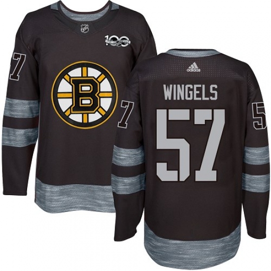 Men's Adidas Boston Bruins 57 Tommy Wingels Authentic Black 1917-2017 100th Anniversary NHL Jersey
