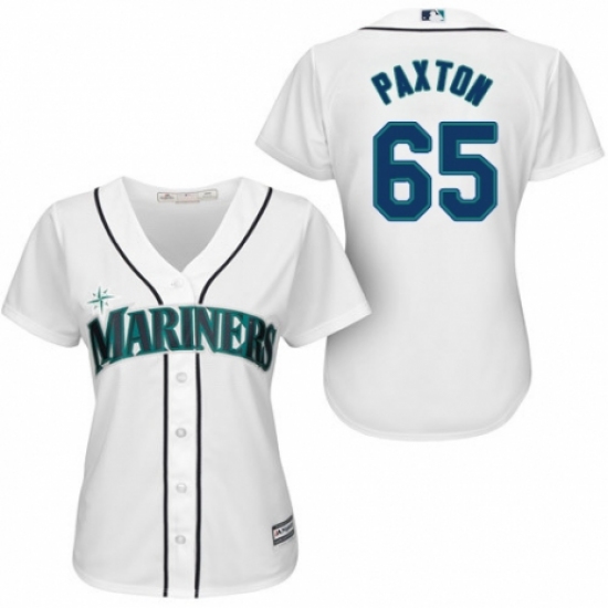 Women's Majestic Seattle Mariners 65 James Paxton Authentic White Home Cool Base MLB Jersey