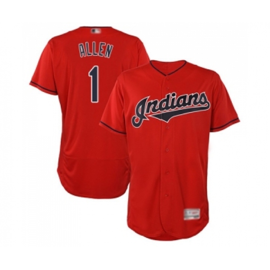 Men's Cleveland Indians 1 Greg Allen Scarlet Alternate Flex Base Authentic Collection Baseball Jersey