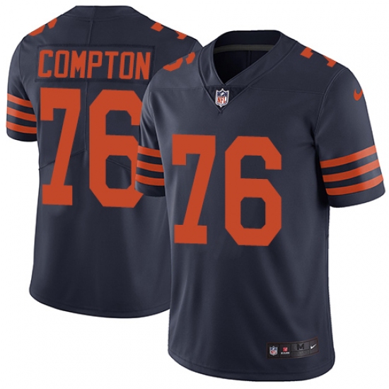 Men's Nike Chicago Bears 76 Tom Compton Navy Blue Alternate Vapor Untouchable Limited Player NFL Jersey