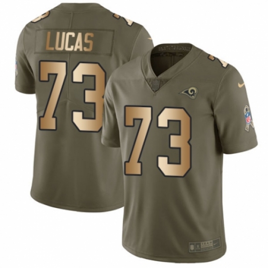 Men's Nike Los Angeles Rams 73 Cornelius Lucas Limited Olive/Gold 2017 Salute to Service NFL Jersey