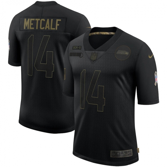Men's Seattle Seahawks 14 D.K. Metcalf Black Nike 2020 Salute To Service Limited Jersey
