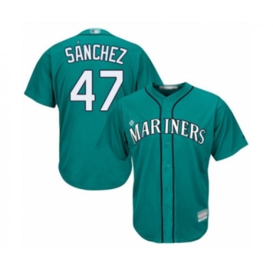 Youth Seattle Mariners 47 Ricardo Sanchez Authentic Teal Green Alternate Cool Base Baseball Player Jersey