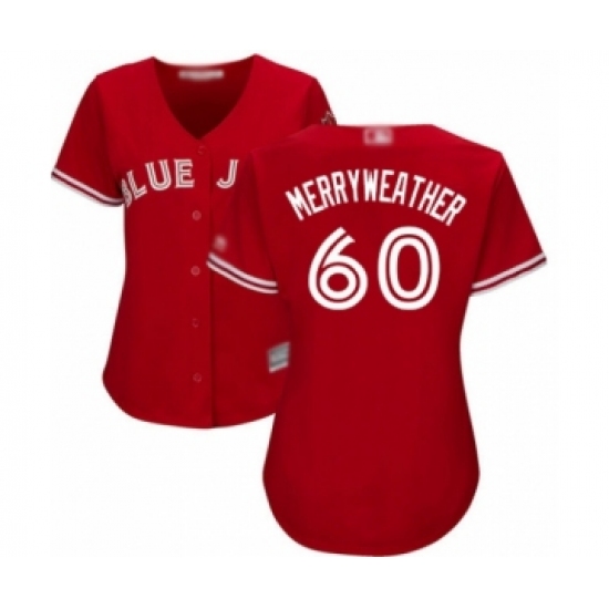 Women's Toronto Blue Jays 60 Julian Merryweather Authentic Scarlet Alternate Baseball Player Jersey