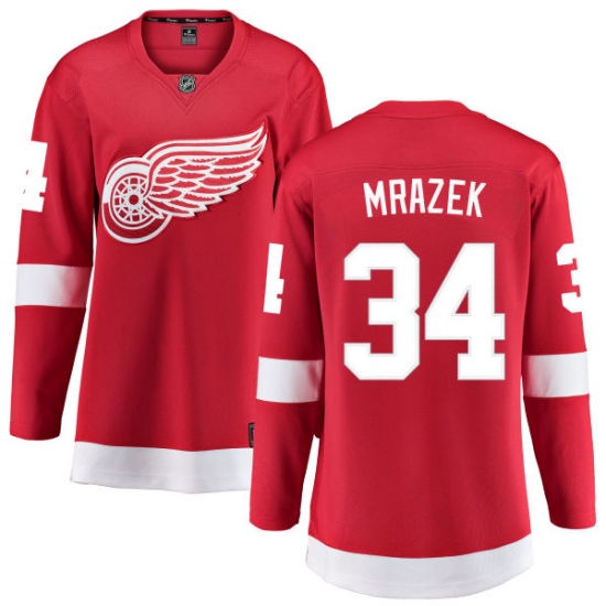 Women's Detroit Red Wings 34 Petr Mrazek Fanatics Branded Red Home Breakaway NHL Jersey