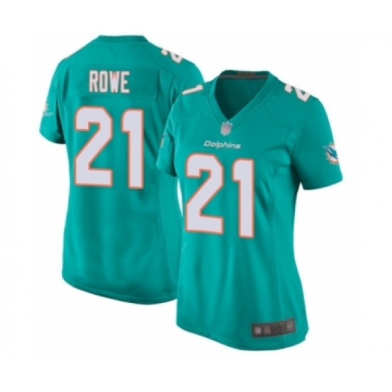 Women's Miami Dolphins 21 Eric Rowe Game Aqua Green Team Color Football Jersey