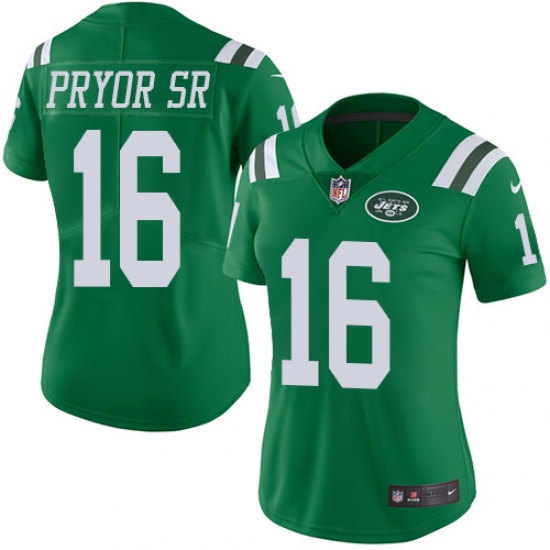 Women Nike New York Jets 16 Terrelle Pryor Sr. Limited Green Rush Vapor Untouchable NFL Jersey