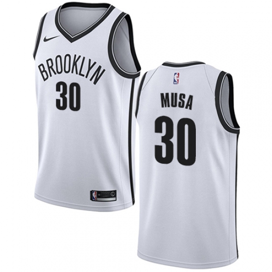 Men's Nike Brooklyn Nets 30 Dzanan Musa Swingman White NBA Jersey - Association Edition