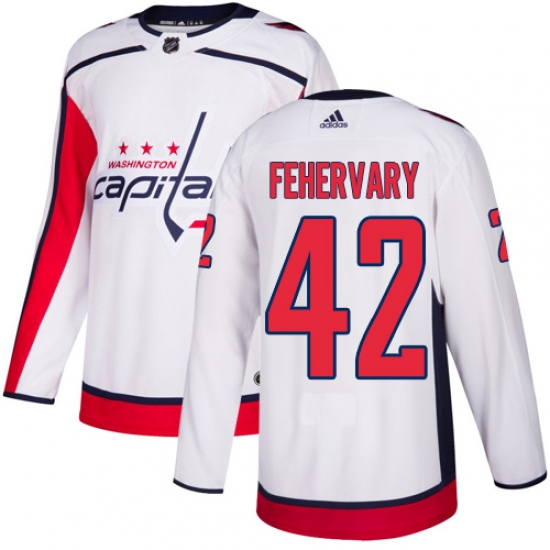 Men's Adidas Washington Capitals 42 Martin Fehervary Authentic White Away NHL Jersey