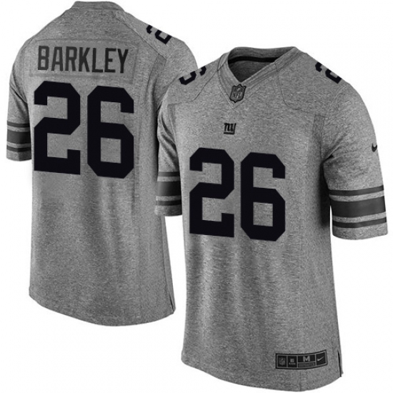 Men's Nike New York Giants 26 Saquon Barkley Limited Gray Gridiron NFL Jersey