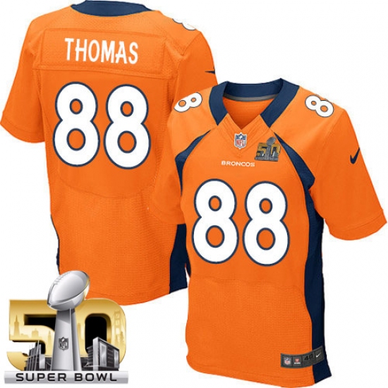 Men's Nike Denver Broncos 88 Demaryius Thomas Elite Orange Team Color Super Bowl 50 Bound NFL Jersey