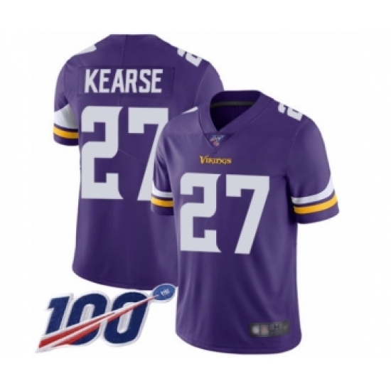 Youth Minnesota Vikings 27 Jayron Kearse Purple Team Color Vapor Untouchable Limited Player 100th Season Football Jersey