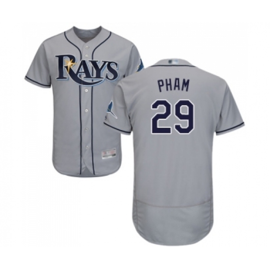 Men's Tampa Bay Rays 29 Tommy Pham Grey Road Flex Base Authentic Collection Baseball Jersey