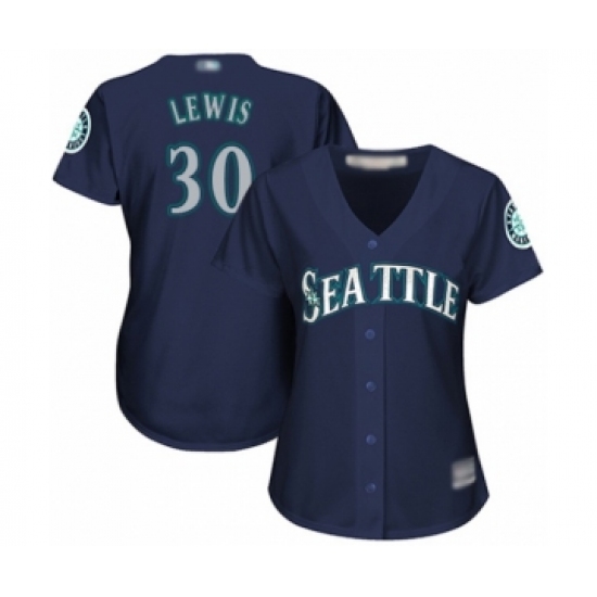 Women's Seattle Mariners 30 Kyle Lewis Authentic Navy Blue Alternate 2 Cool Base Baseball Player Jersey