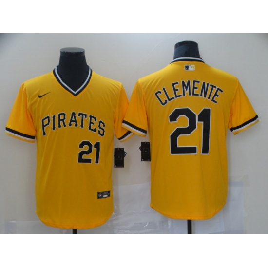 Men's Nike Pittsburgh Pirates 21 Roberto Clemente Gold Showtime Authentic Jersey
