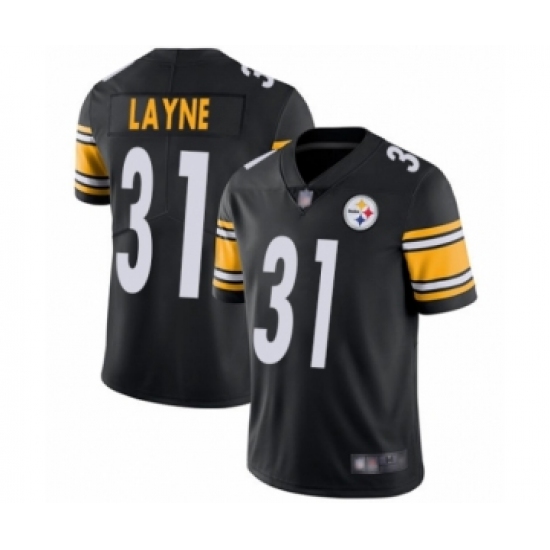 Men's Pittsburgh Steelers 31 Justin Layne Black Team Color Vapor Untouchable Limited Player Football Jersey