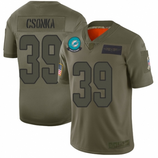 Youth Miami Dolphins 39 Larry Csonka Limited Camo 2019 Salute to Service Football Jersey