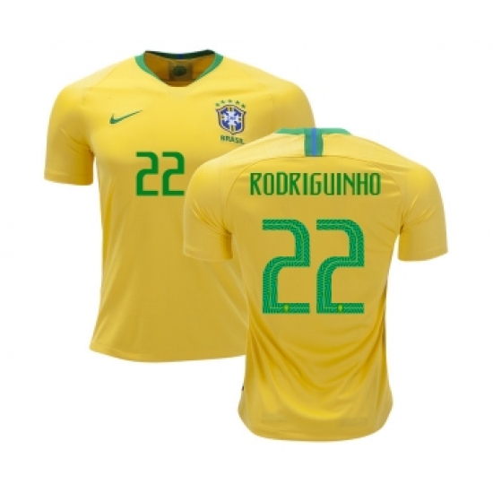 Brazil 22 Rodriguinho Home Kid Soccer Country Jersey