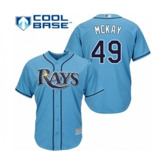 Youth Tampa Bay Rays 49 Brendan McKay Authentic Light Blue Alternate 2 Cool Base Baseball Player Jersey