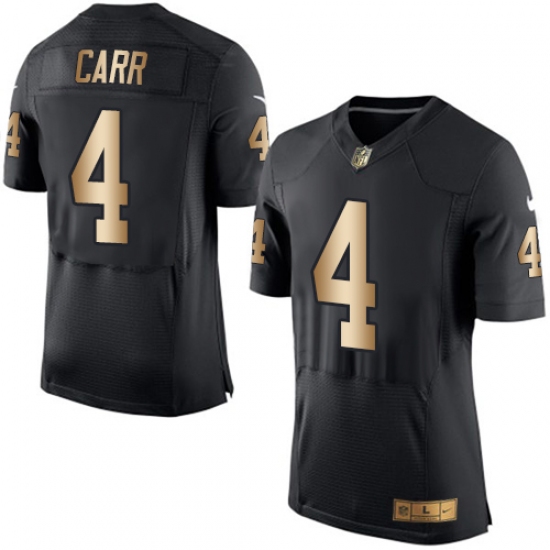 Men's Nike Oakland Raiders 4 Derek Carr Elite Black/Gold Team Color NFL Jersey