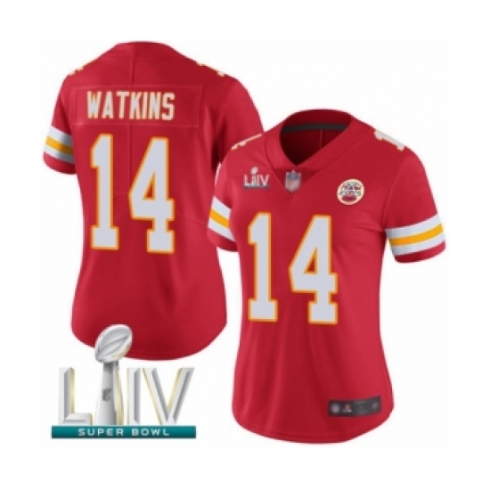 Women's Kansas City Chiefs 14 Sammy Watkins Red Team Color Vapor Untouchable Limited Player Super Bowl LIV Bound Football Jersey