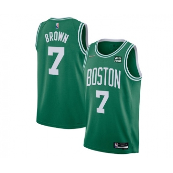 Men's Boston Celtics 7 Jaylen Brown 75th Anniversary Green Stitched Basketball Jersey