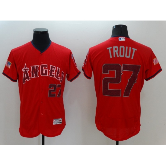 Men's Los Angeles Angels of Anaheim 27 Mike Trout Authentic Red Independent Jersey